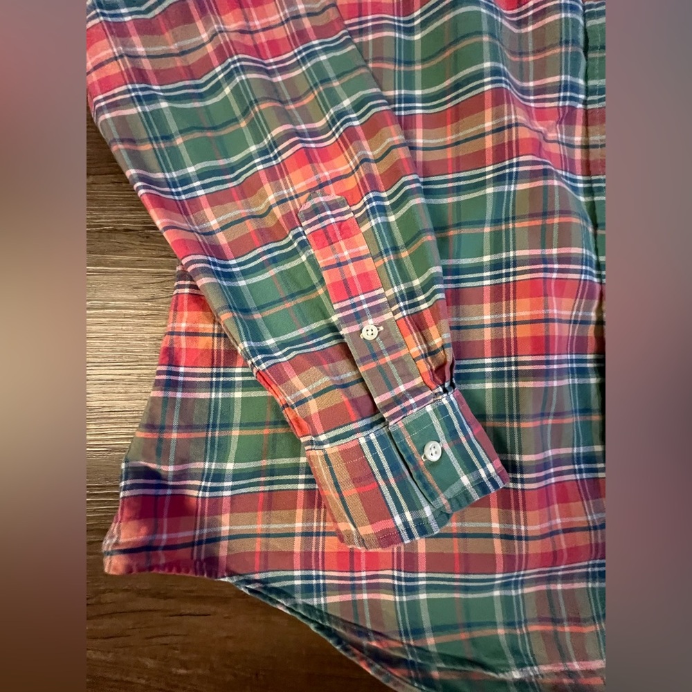 Polo Ralph Lauren Shirt Men XL Long Sleeve Custom Fit Shirt Pink Plaid F34 - Picture 3 of 7